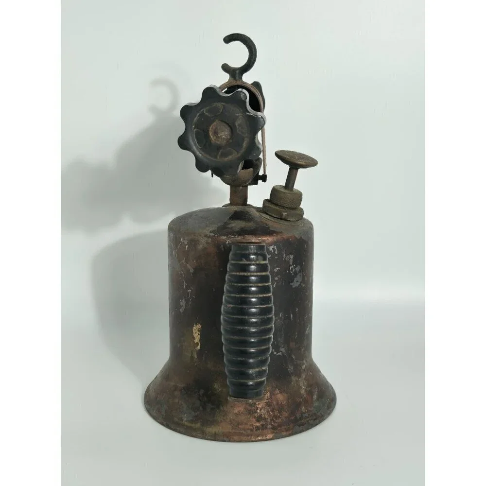 Vintage The Turner Brass Works Sycamore Ill Copper Blow Torch With Black Handle